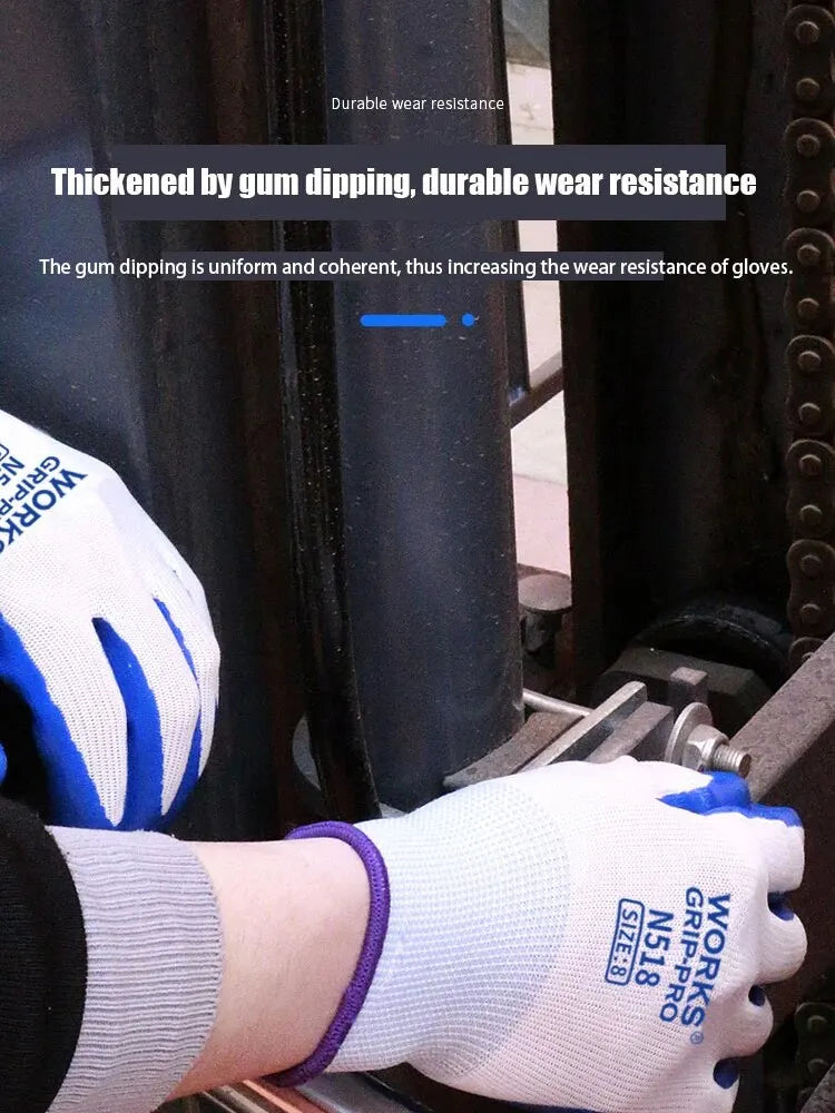 Gloves in use on site – Nitrile Coated Work Gloves, Non-Slip, 3 Pairs