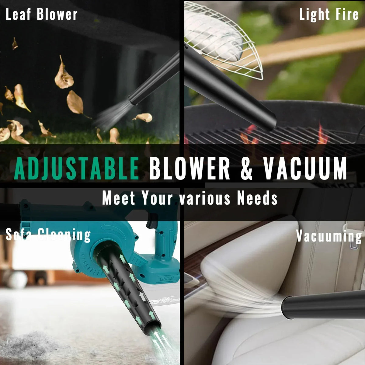 Adjustable blower and vacuum uses – Makita-compatible