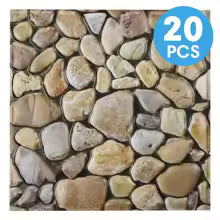 3D Faux Stone Self-Adhesive Wall Panels 10-20 Pack 9.7sqft Grey