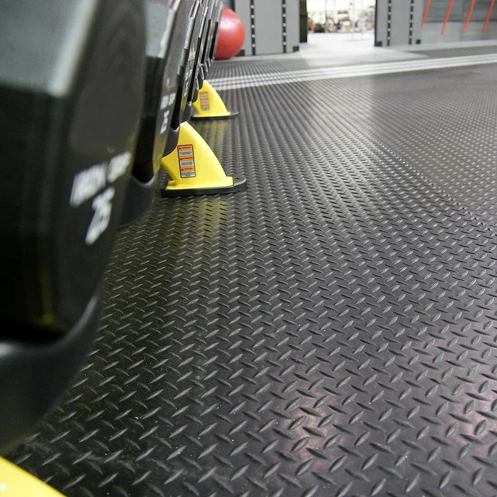 3mm Checker Rubber Flooring Mat Heavy Duty Diamond Pattern 78.7x19.7in Black