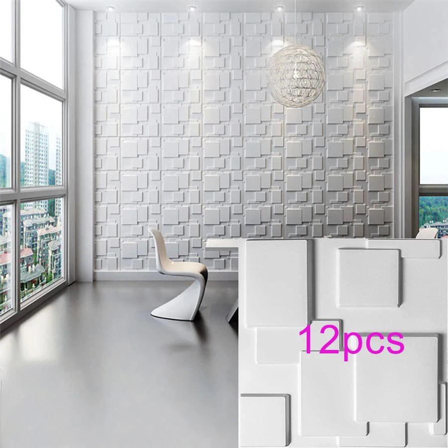 3D Geometric PVC Wall Panels 30-Pack 11.8x11.8in Modern Style Waterproof
