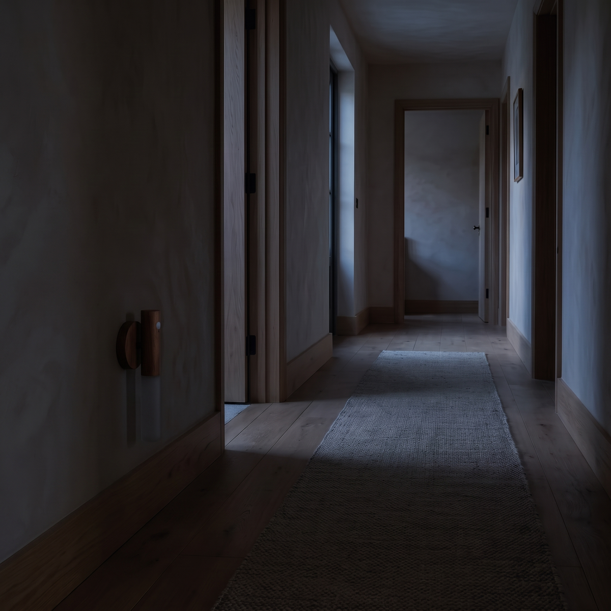 Dark hallway at night without lights