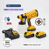 DeWalt-compatible paint sprayer bundle with 2 batteries, charger and accessories