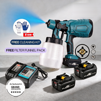 Makita-compatible paint sprayer bundle with 2 batteries, charger and accessories
