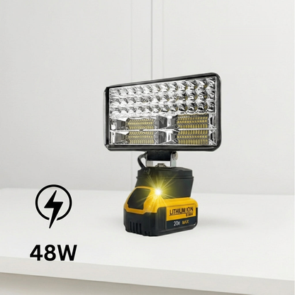 48W LED work light on an 18V battery – DeWalt-compatible