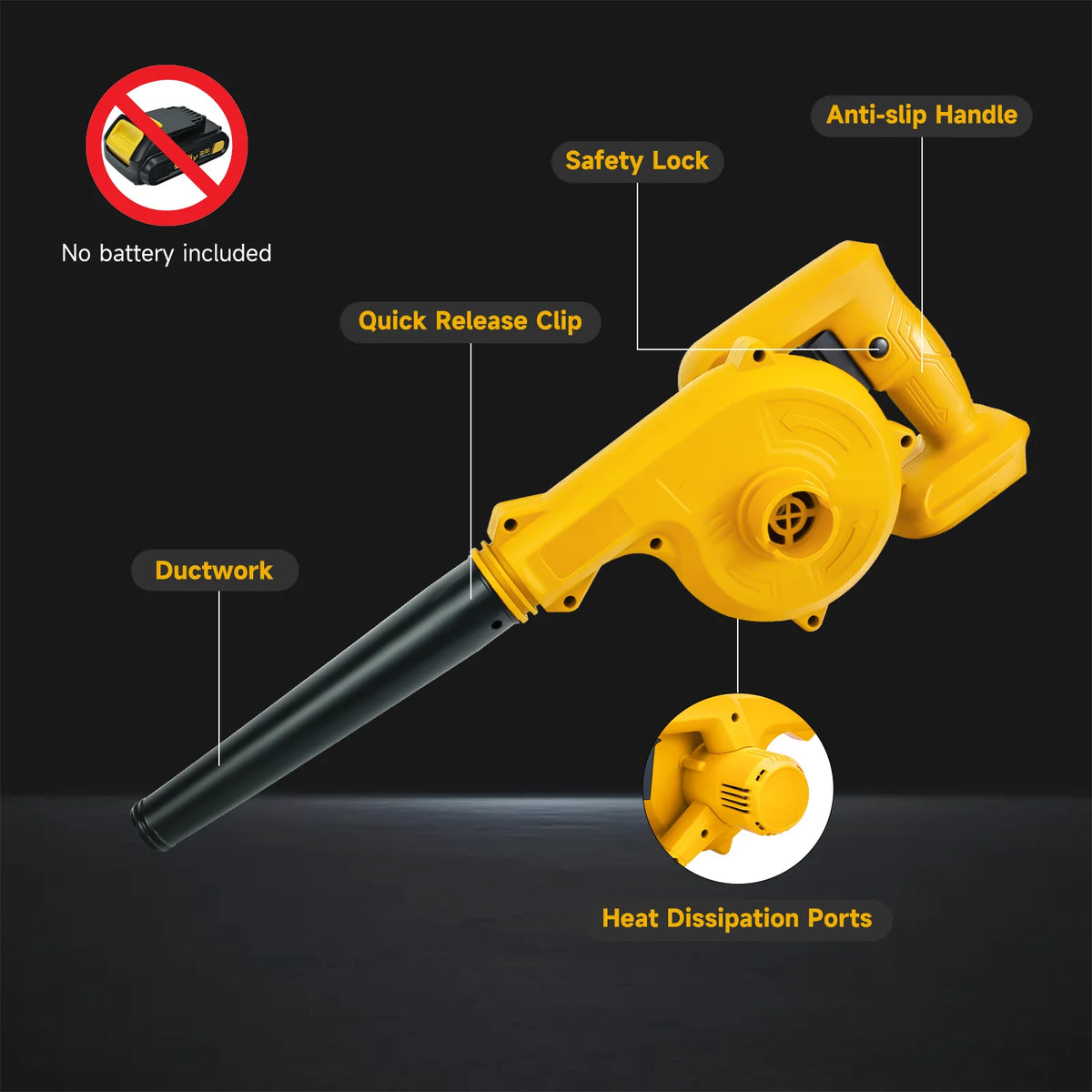 Blower parts labelled – DeWalt-compatible
