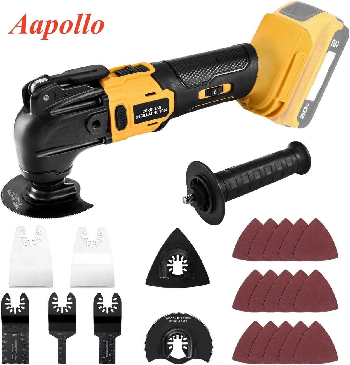 Brushless Cordless Oscillating Multi-Tool 6-Speed 8500-20000 OPM Quick-Change 23-Piece Kit for DeWalt 20V Battery