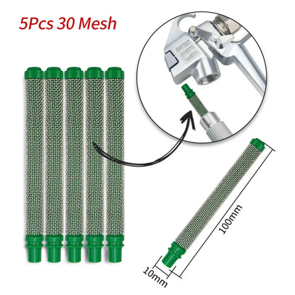 Green 30 mesh filters – Airless Spray Gun Filters 30–200 Mesh, 5-Pack