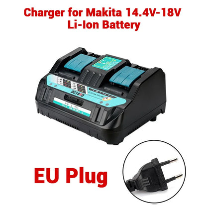 Dual-Port Rapid Battery Charger for Makita 14.4-18V Lithium Batteries DC18RD