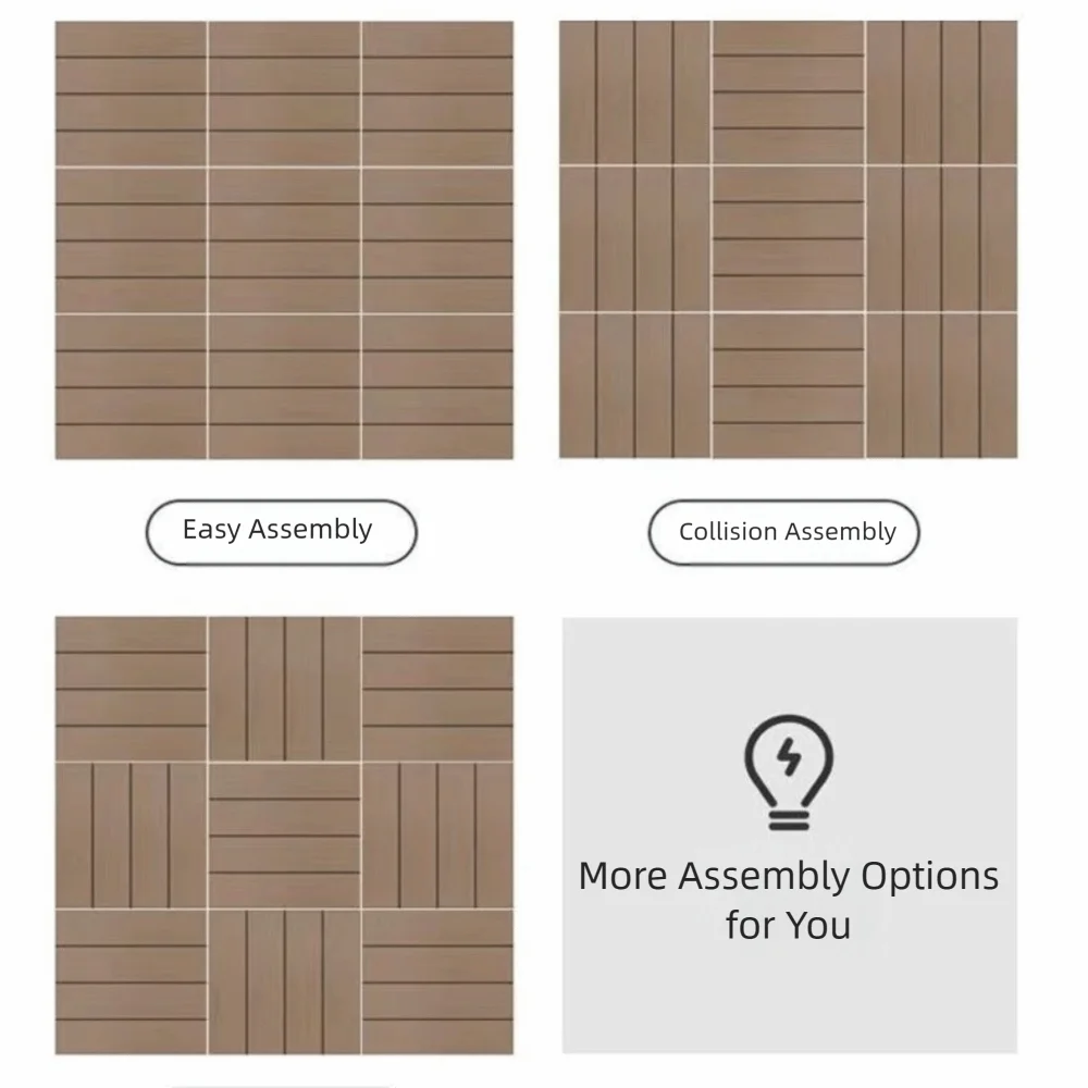 Anti-Corrosion Plastic Balcony Flooring 11.81x11.81in Waterproof DIY Interlocking Deck Tiles