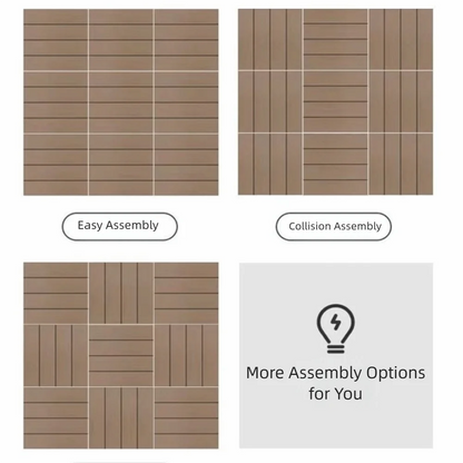 Anti-Corrosion Plastic Balcony Flooring 11.81x11.81in Waterproof DIY Interlocking Deck Tiles