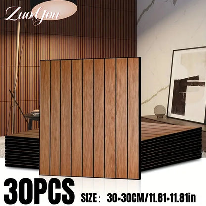 Faux Wood Grain Self-Adhesive Wall Panels 10-30 Pack Peel-and-Stick 3D Wallpaper Home Decor