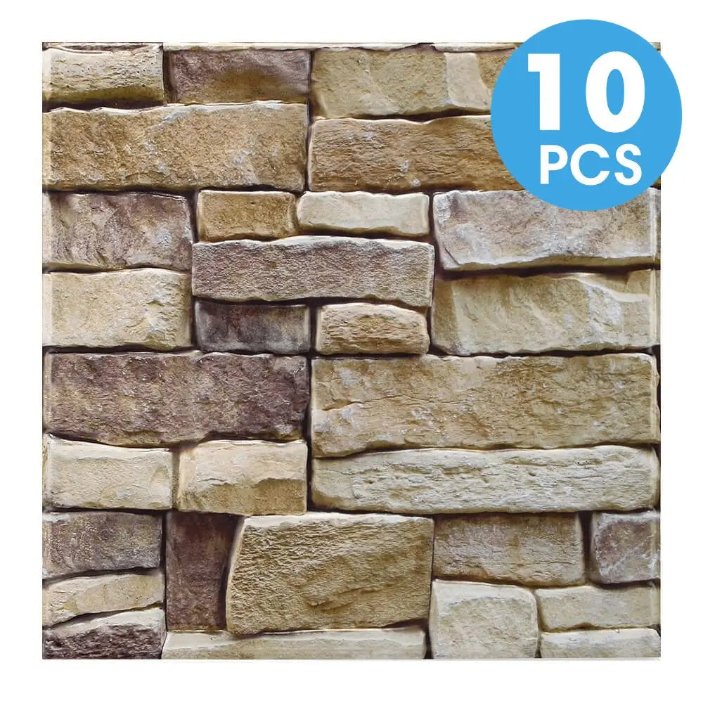 3D Faux Stone Self-Adhesive Wall Panels 10-20 Pack 9.7sqft Grey