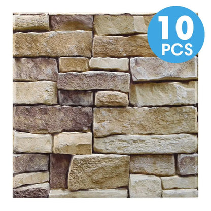 3D Faux Stone Self-Adhesive Wall Panels 10-20 Pack 9.7sqft Grey