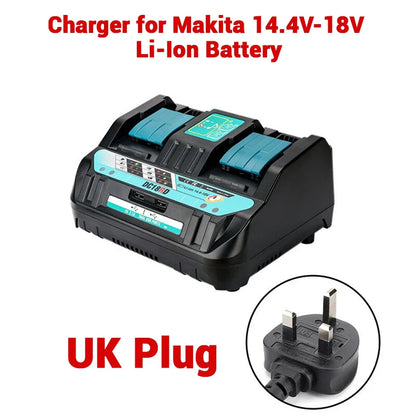 Dual-Port Rapid Battery Charger for Makita 14.4-18V Lithium Batteries DC18RD