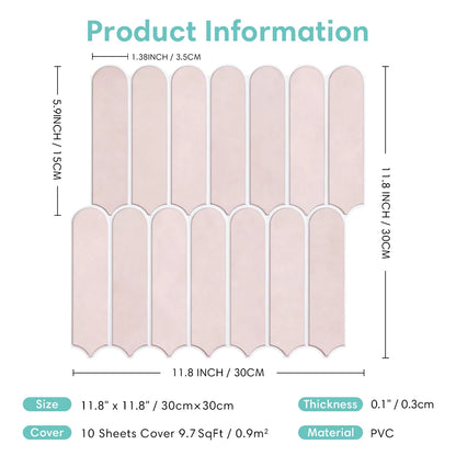 3D Linear Mosaic Peel-and-Stick Wall Panels 10-Pack 9.7sqft Modern Style
