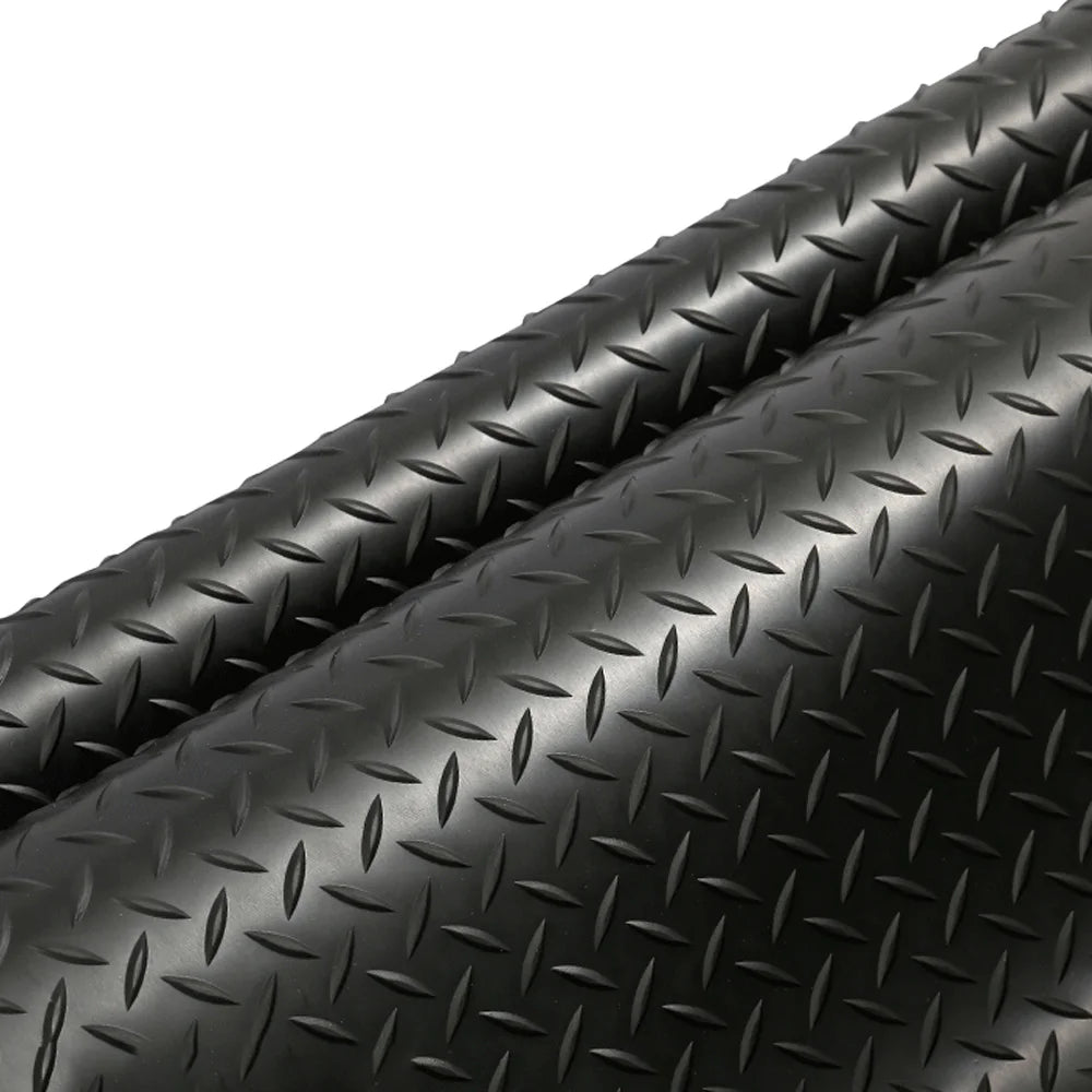 3mm Checker Rubber Flooring Mat Heavy Duty Diamond Pattern 78.7x19.7in Black