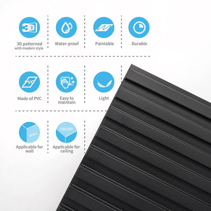 3D PVC Wall Panels 30-Pack 11.8x11.8in Modern Style Fireproof Waterproof
