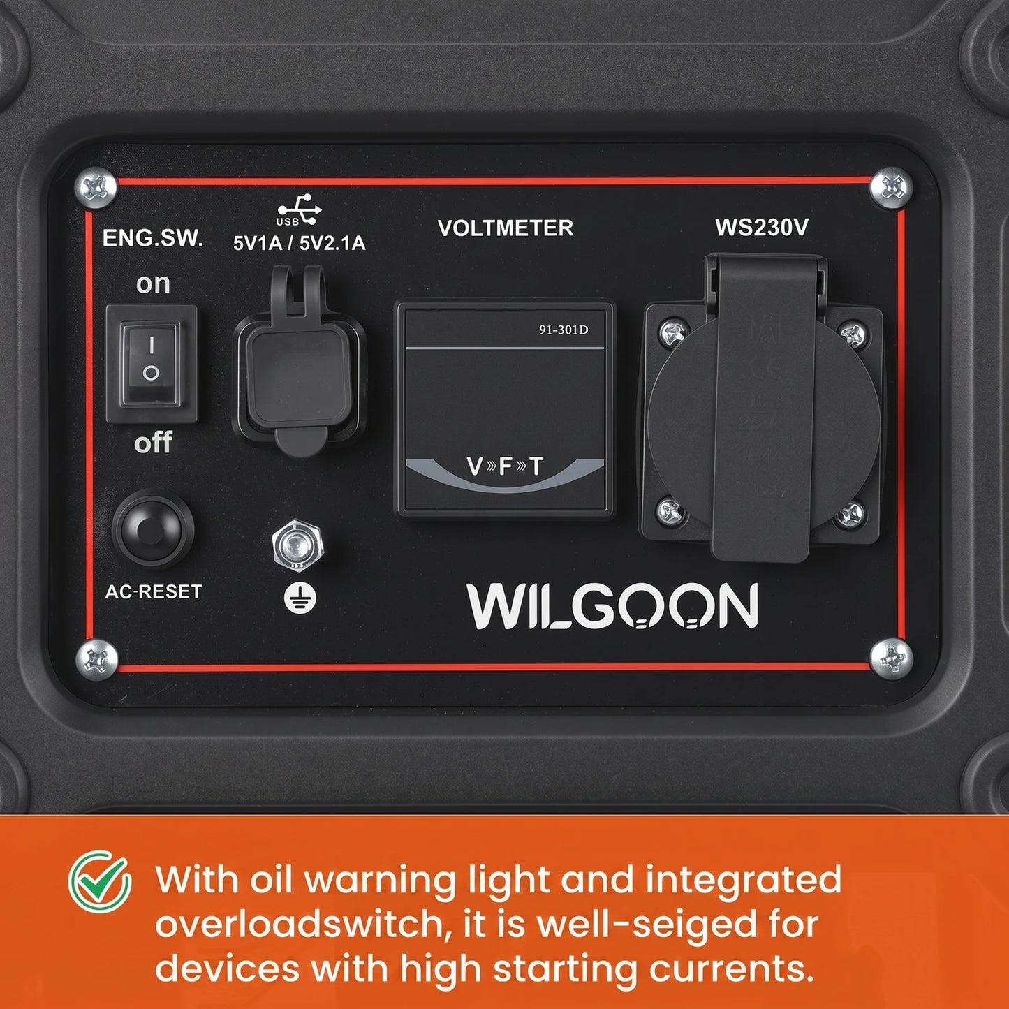1000W Portable Inverter Generator 105cc 4-Stroke Gasoline 230V AC USB for Camping Motorhome