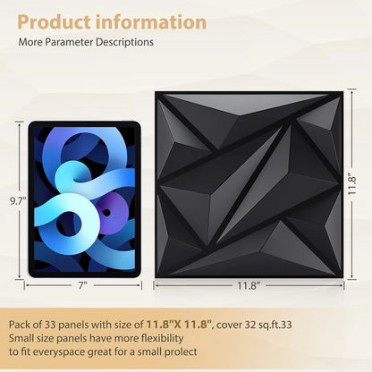 3D Geometric PVC Wall Panels 30-Pack 11.8x11.8in Modern Style Waterproof