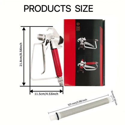 Airless Paint Spray Gun with 517 Nozzle & Hand-Twist Protective Cover