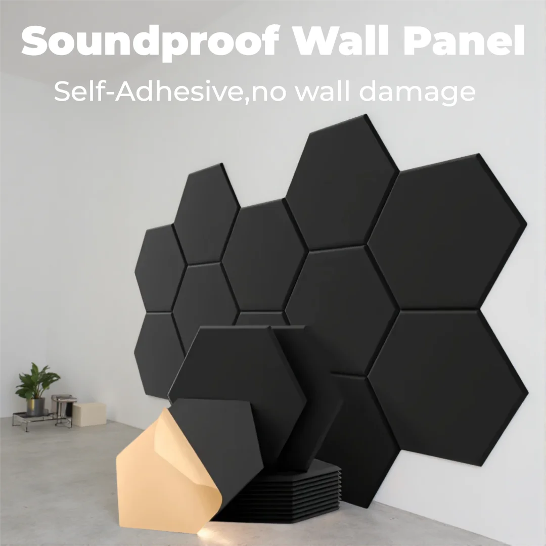 Self-Adhesive Hexagon Acoustic Foam Wall Panels 18-Pack Sound Insulation for Studio Office