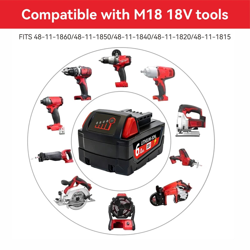 18V Lithium-ion Replacement Battery for M18 Cordless Power Tools