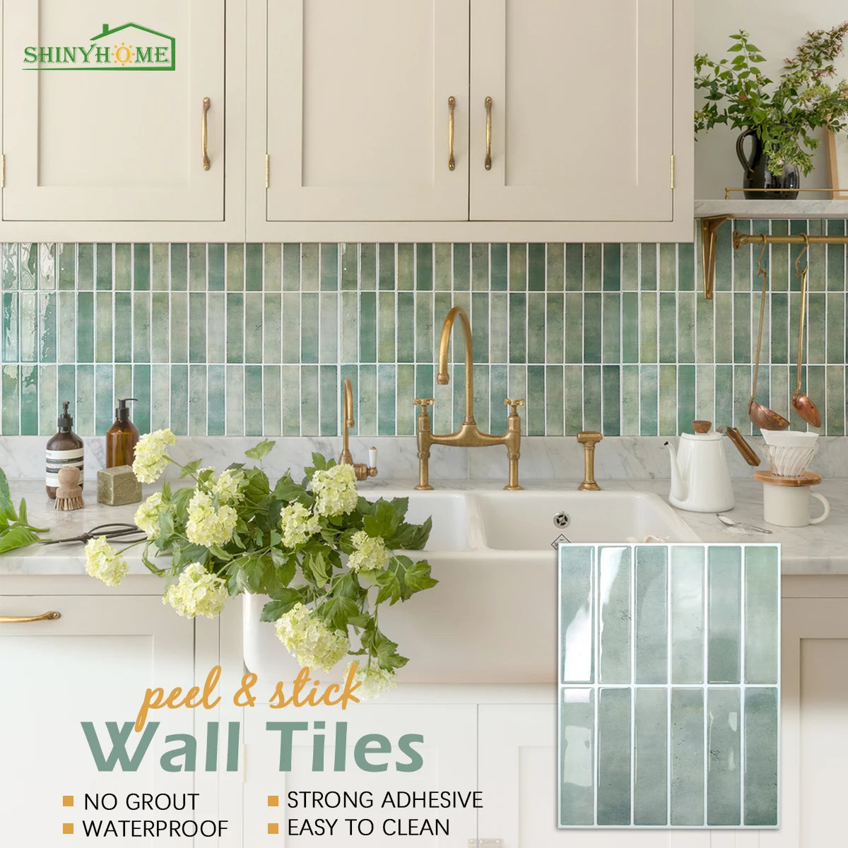 3D Imitation Handmade Tile Stickers 10-50 Pack Self-Adhesive Kitchen Backsplash Waterproof