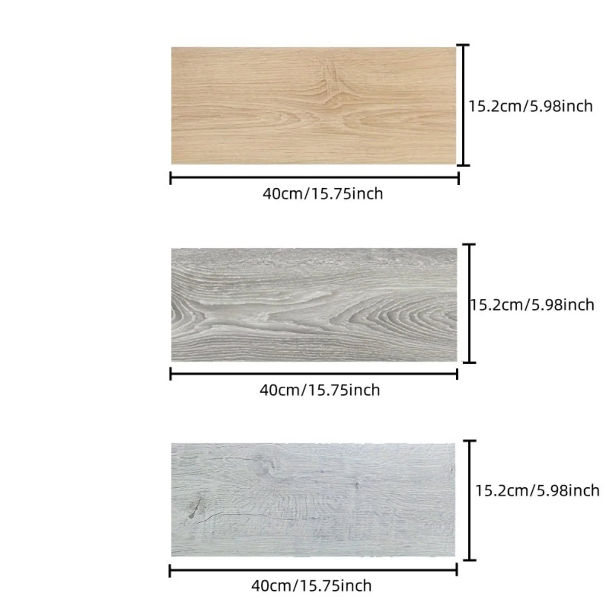 10-Pack Self-Adhesive PVC Floor Stickers 15.75x5.98in Wood Grain Waterproof