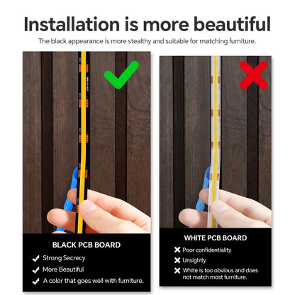 12V COB LED Strip Light Kit with Touch Dimmer for Acoustic Wall Panels