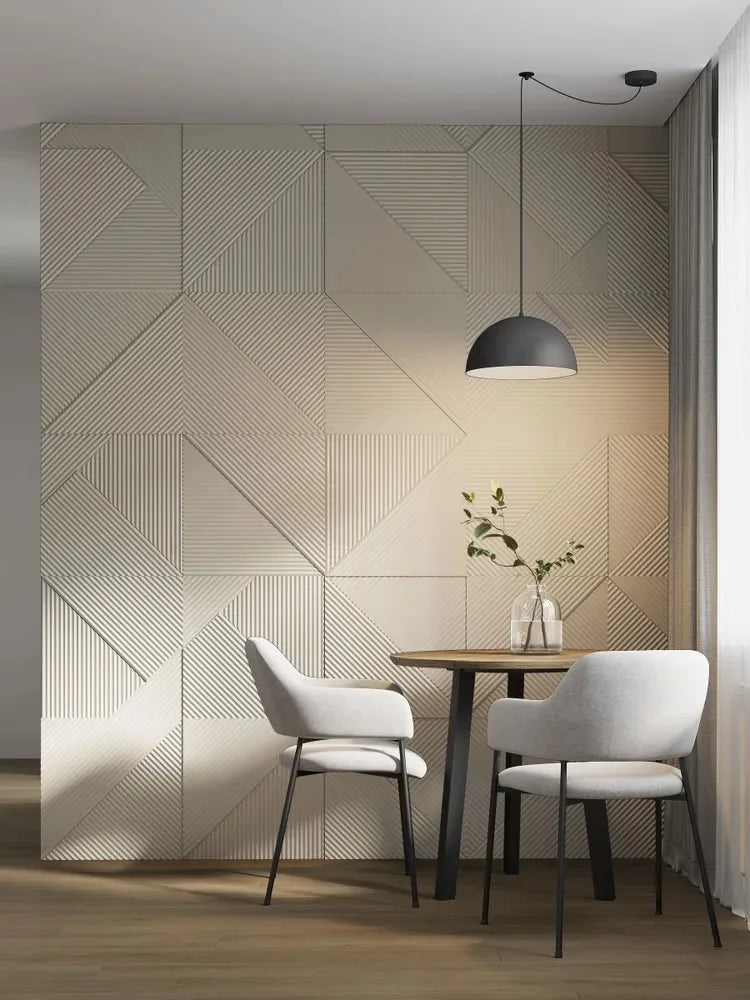 3D Wave Stripe PVC Wall Panel Pack of 4 19.6x19.6in Modern Style