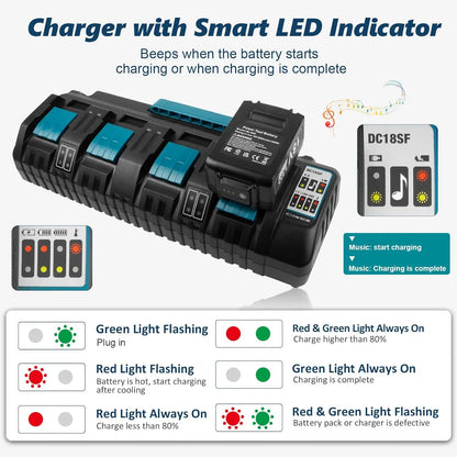 DC18SF 4-Port Li-ion Battery Charger for 14.4V-18V Power Tools
