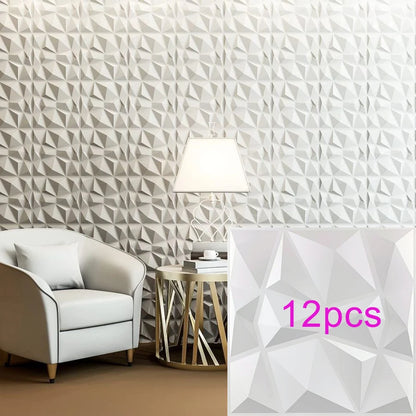3D Geometric PVC Wall Panels 30-Pack 11.8x11.8in Modern Style Waterproof