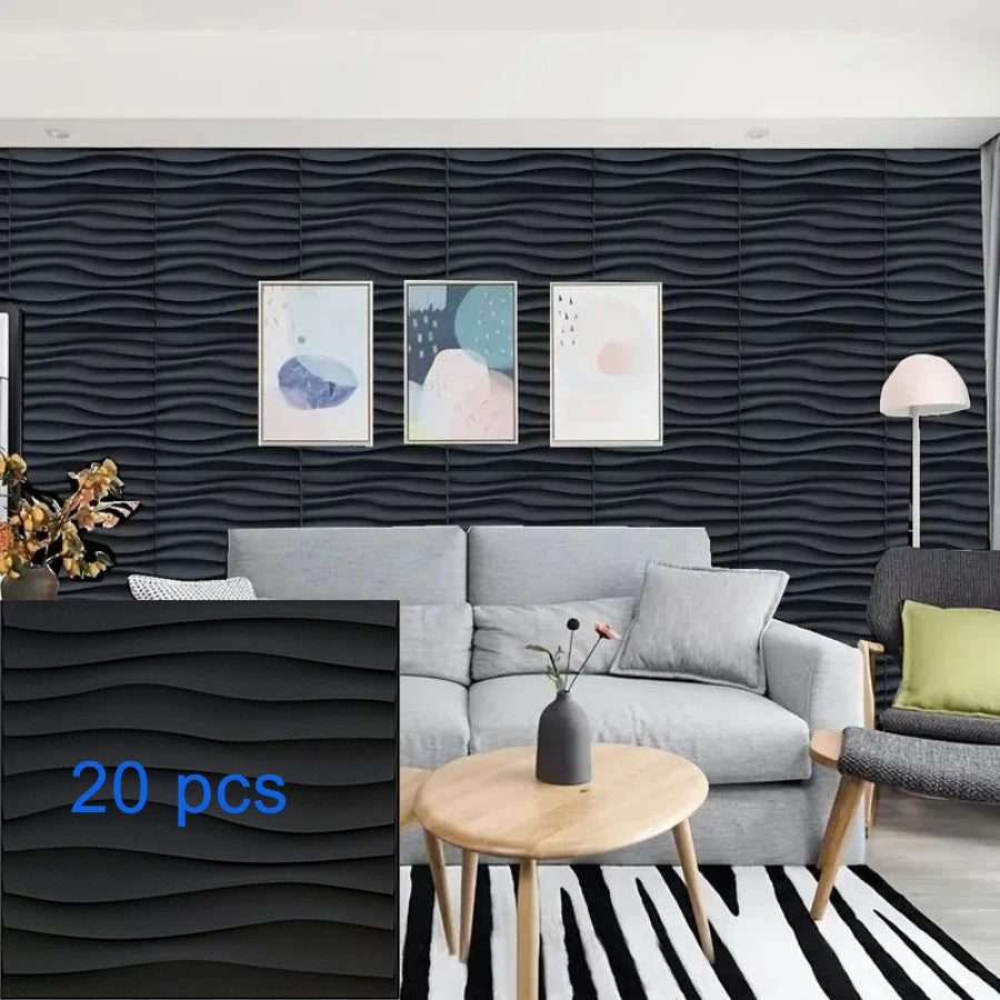 3D Textured PVC Wall Panels 12-20 Pack 11.81x11.81in Modern Style