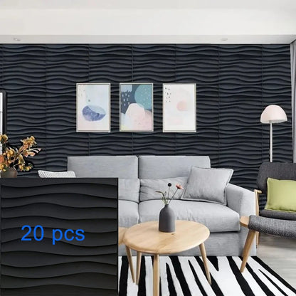 3D Textured PVC Wall Panels 12-20 Pack 11.81x11.81in Modern Style
