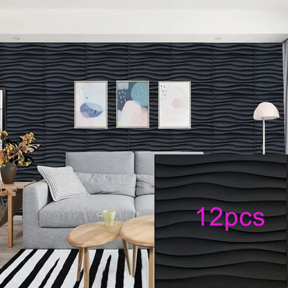3D Geometric PVC Wall Panels 30-Pack 11.8x11.8in Modern Style Waterproof