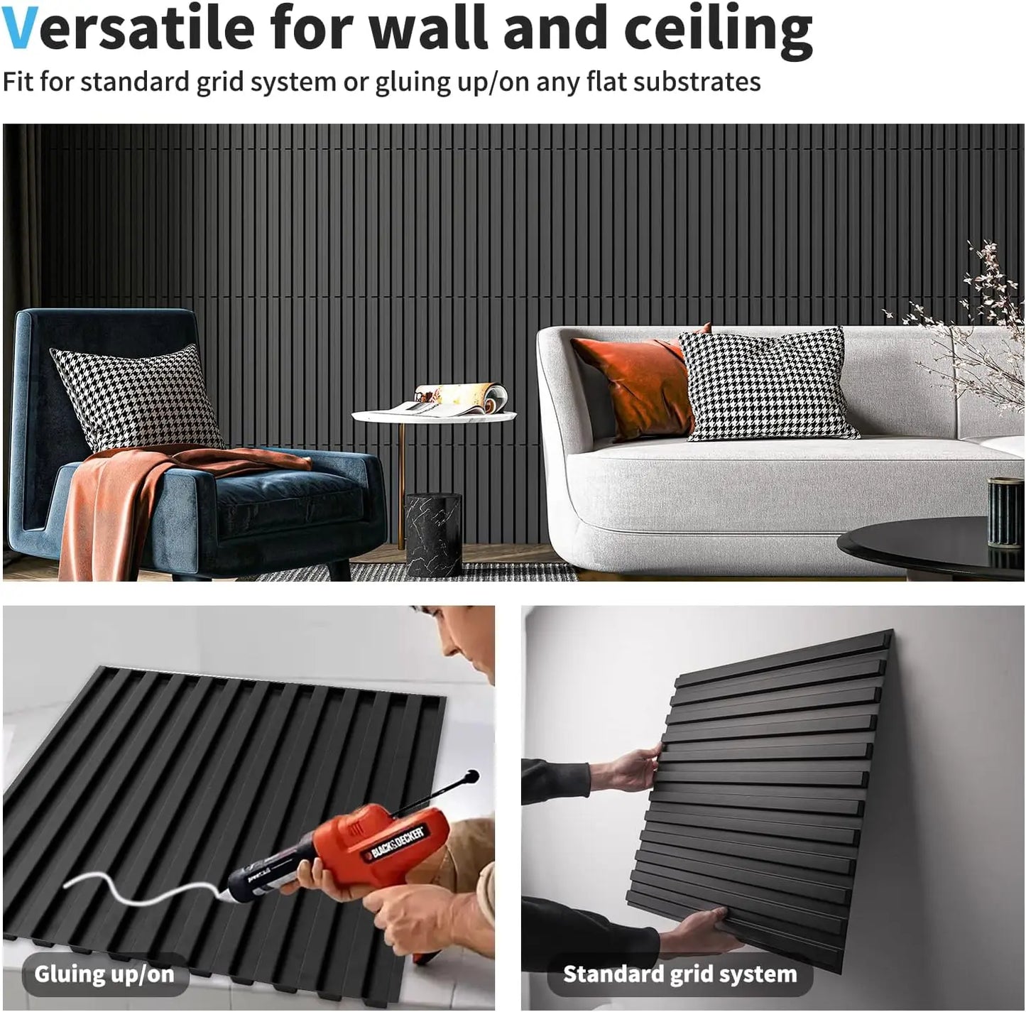 3D PVC Wall Panels 30-Pack 11.8x11.8in Modern Style Fireproof Waterproof