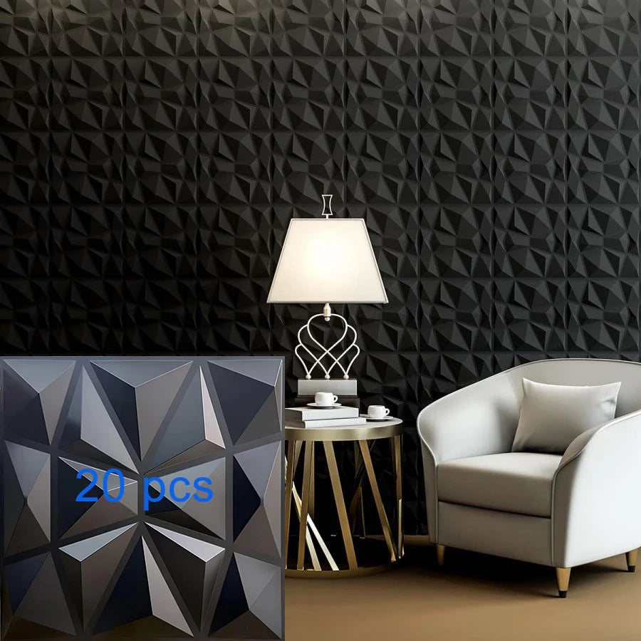 3D Textured PVC Wall Panels 12-20 Pack 11.81x11.81in Modern Style