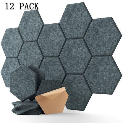 Self-Adhesive Hexagon Acoustic Foam Wall Panels 18-Pack Sound Insulation for Studio Office