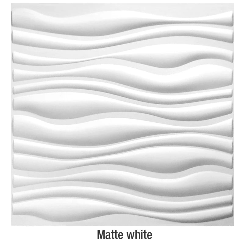 3D Wave Stripe PVC Wall Panel Pack of 4 19.6x19.6in Modern Style