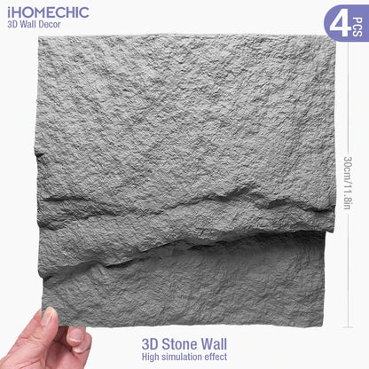 3D Stone Brick PVC Wall Panel Pack of 4 11.8x11.8in Modern Style