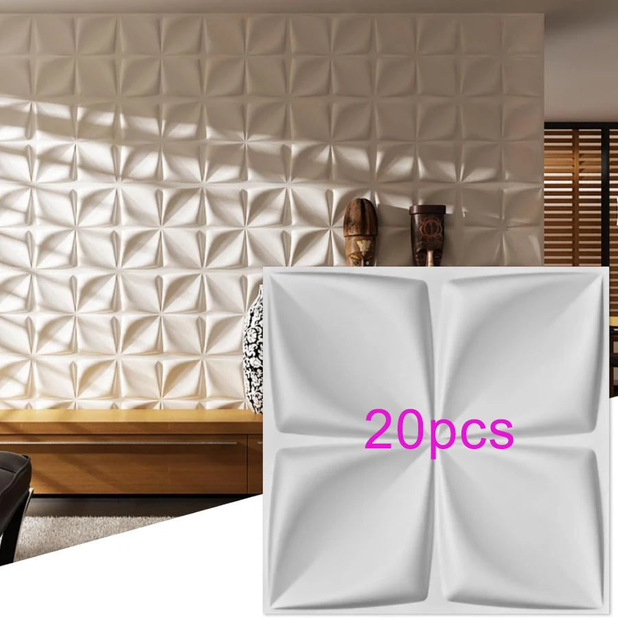 3D Geometric PVC Wall Panels 30-Pack 11.8x11.8in Modern Style Waterproof