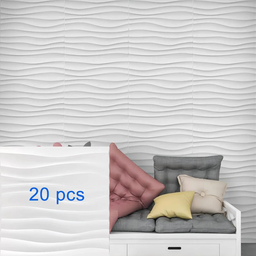 3D Textured PVC Wall Panels 12-20 Pack 11.81x11.81in Modern Style