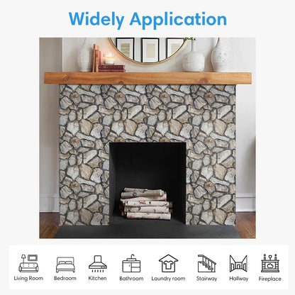 3D Faux Stone Self-Adhesive Wall Panels 10-20 Pack 9.7sqft Grey