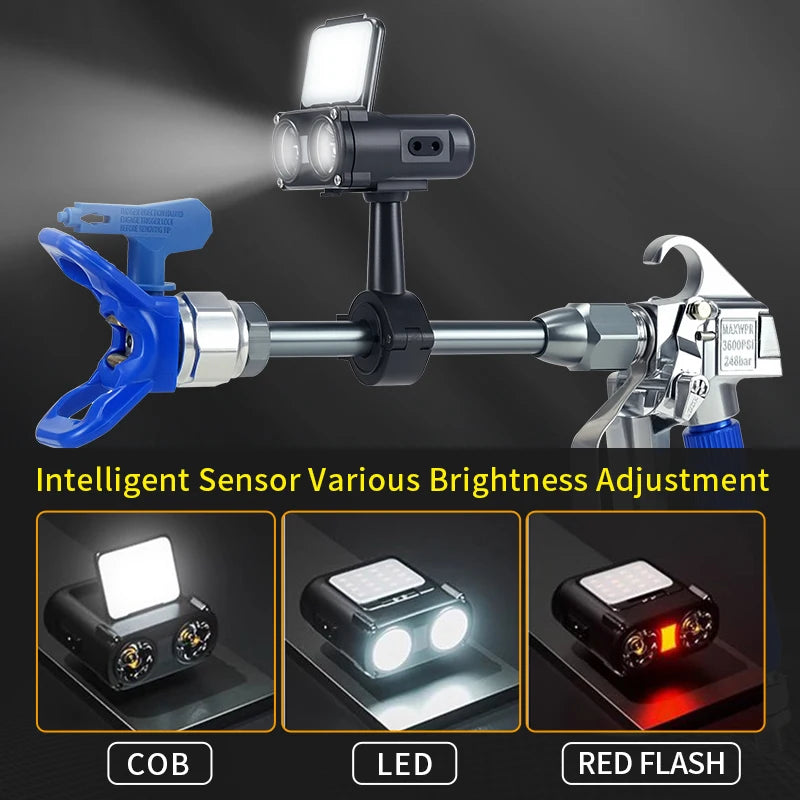 COB, LED and red flash modes – Airless Spray Gun LED Sensor Light, Rechargeable