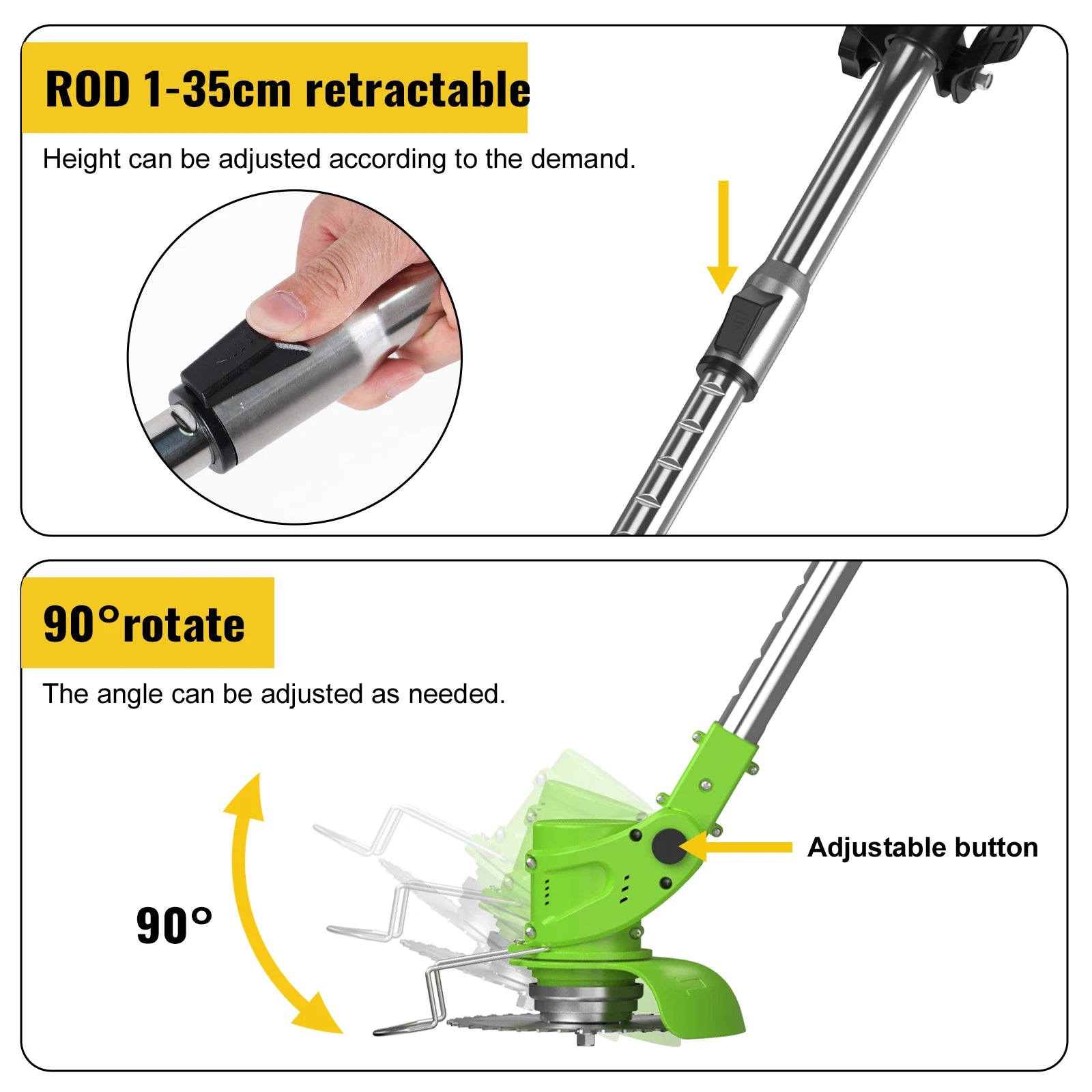 Cordless Grass Trimmer Adjustable Length Lawn Mower Wheels Handheld Brush Cutter Weed Eater for Makita 18V Battery Pin