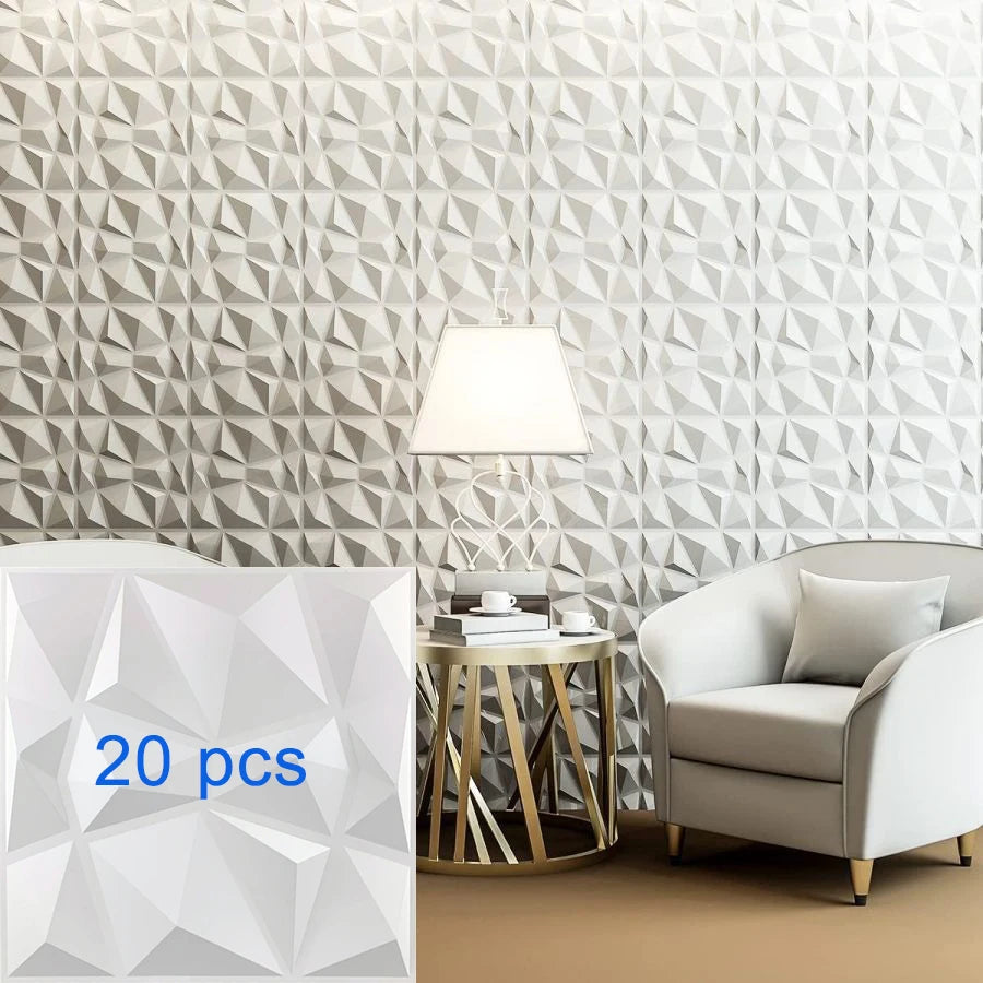 3D Textured PVC Wall Panels 12-20 Pack 11.81x11.81in Modern Style