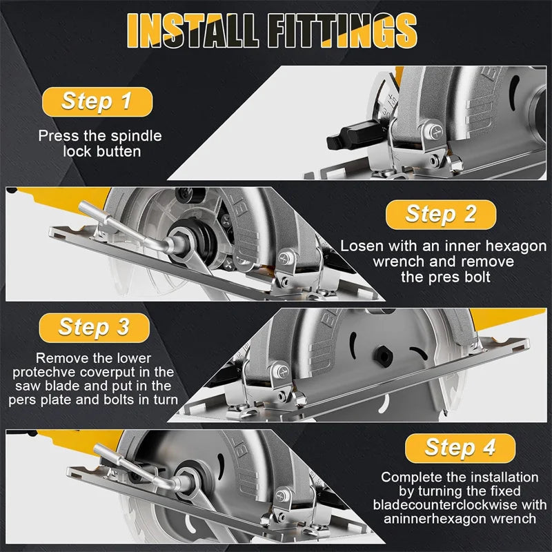 Powerful 5-inch Brushless Cordless Circular Saw Dewalt Power Compatible 20V