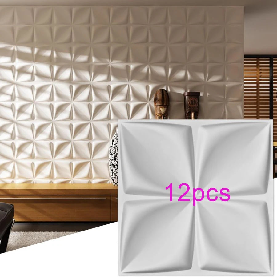3D Geometric PVC Wall Panels 30-Pack 11.8x11.8in Modern Style Waterproof