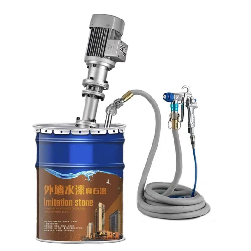 Stone sprayer fitted to a paint bucket – 2.8kW Real Stone & Putty Sprayer, Brushless Motor